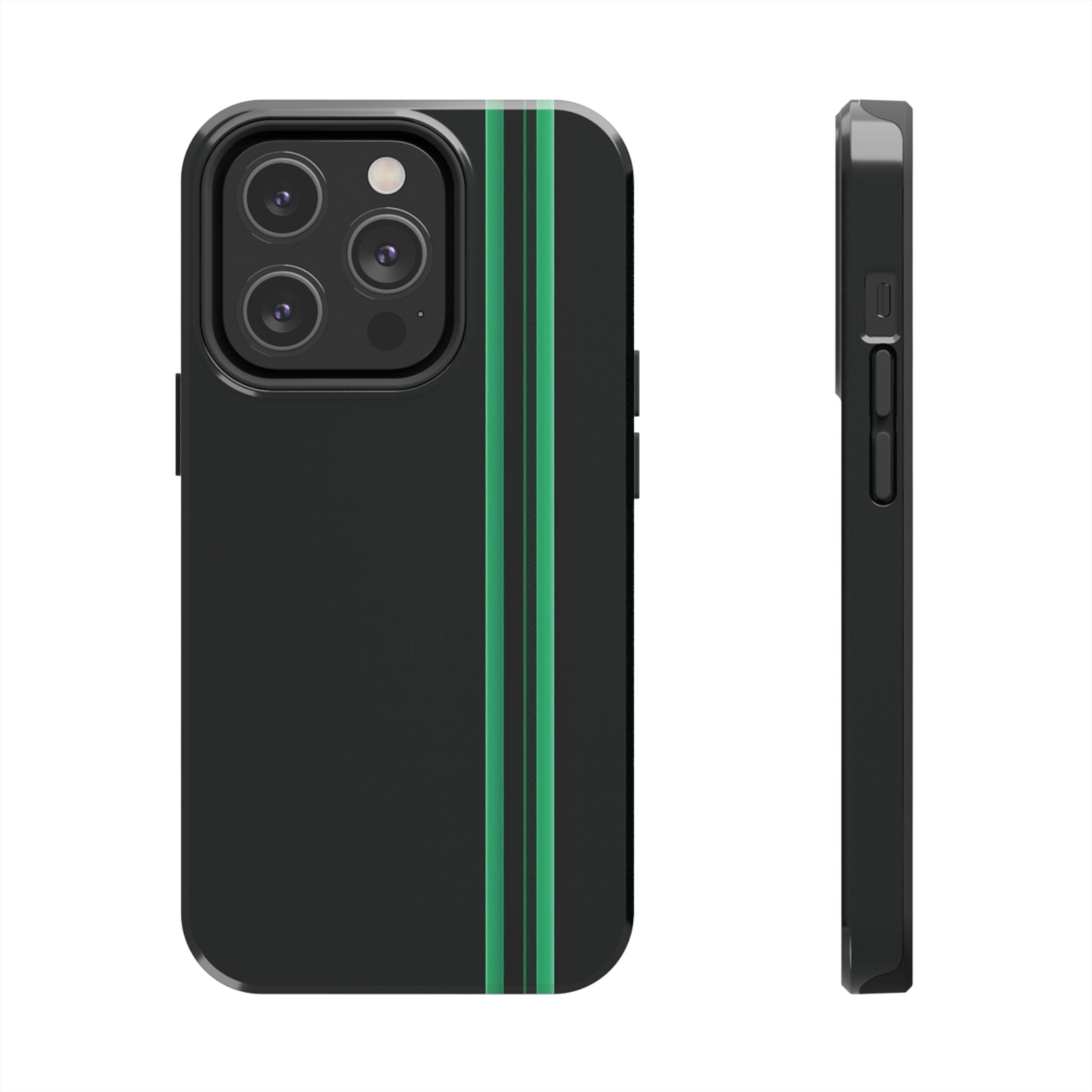 Green Stripe tough phone case design with modern dual layer protection - Desk and Device