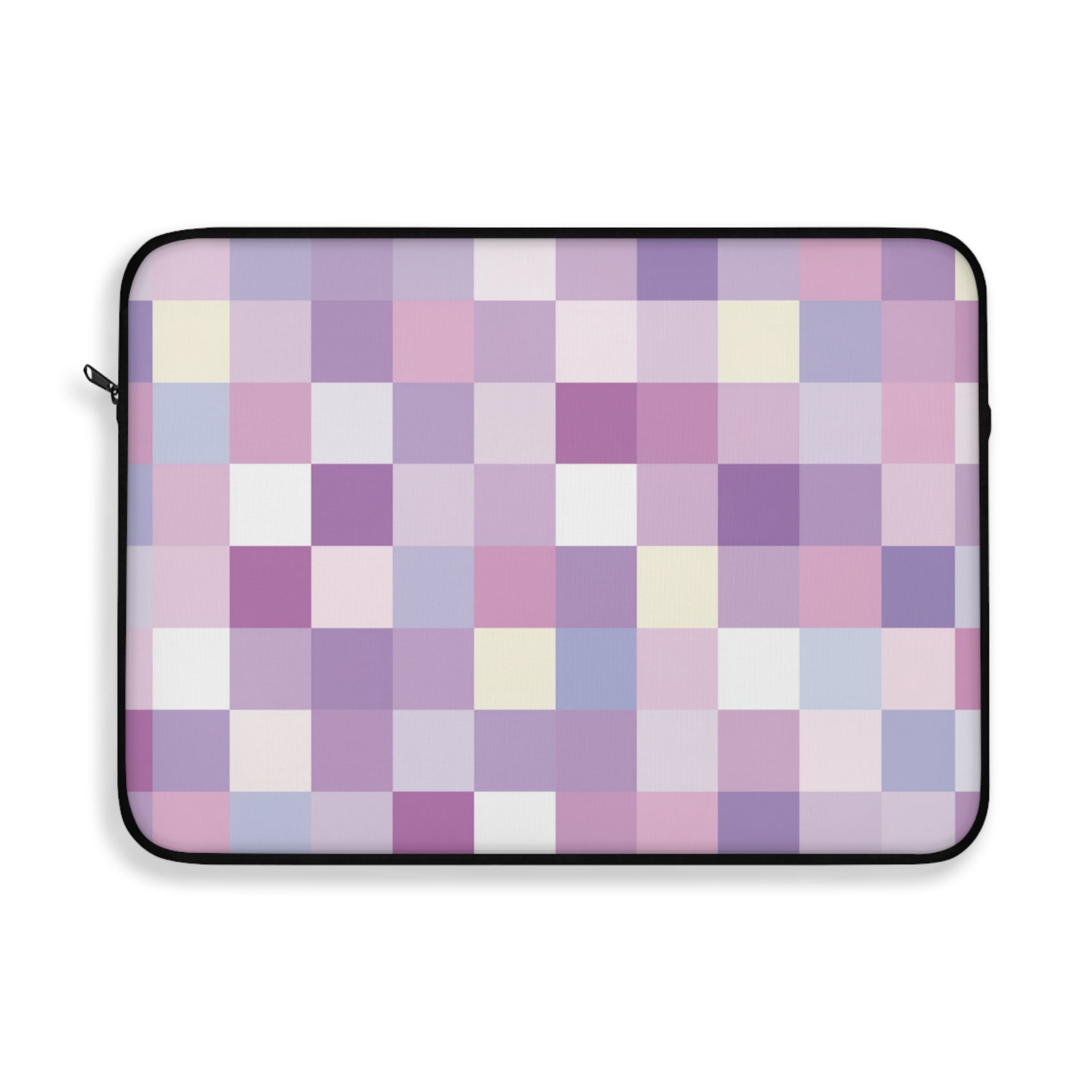 Pastel Checker padded laptop sleeve with modern tech styling - Desk and Device