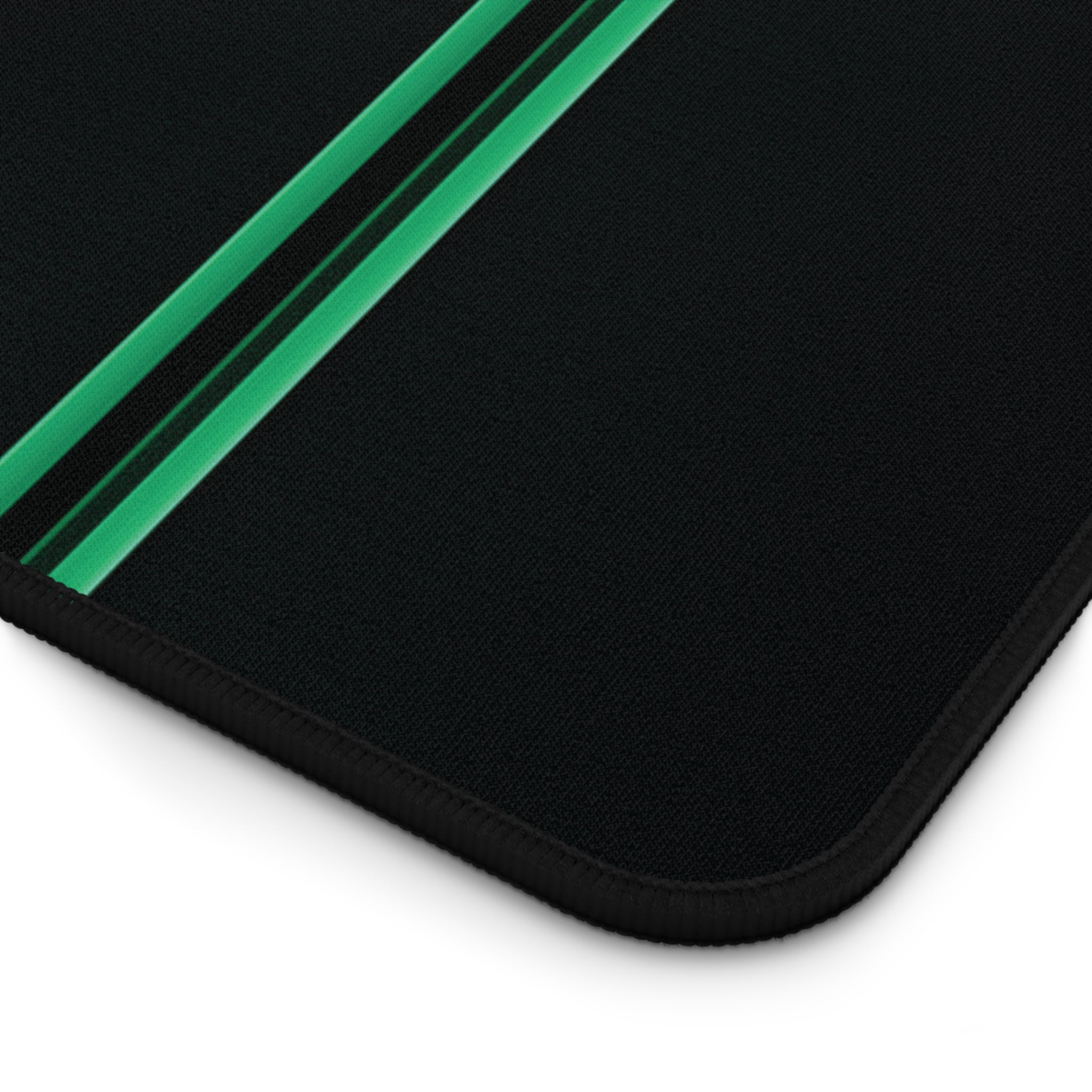 Green Stripe Neoprene desk mat with clean, modern design - Desk and Device
