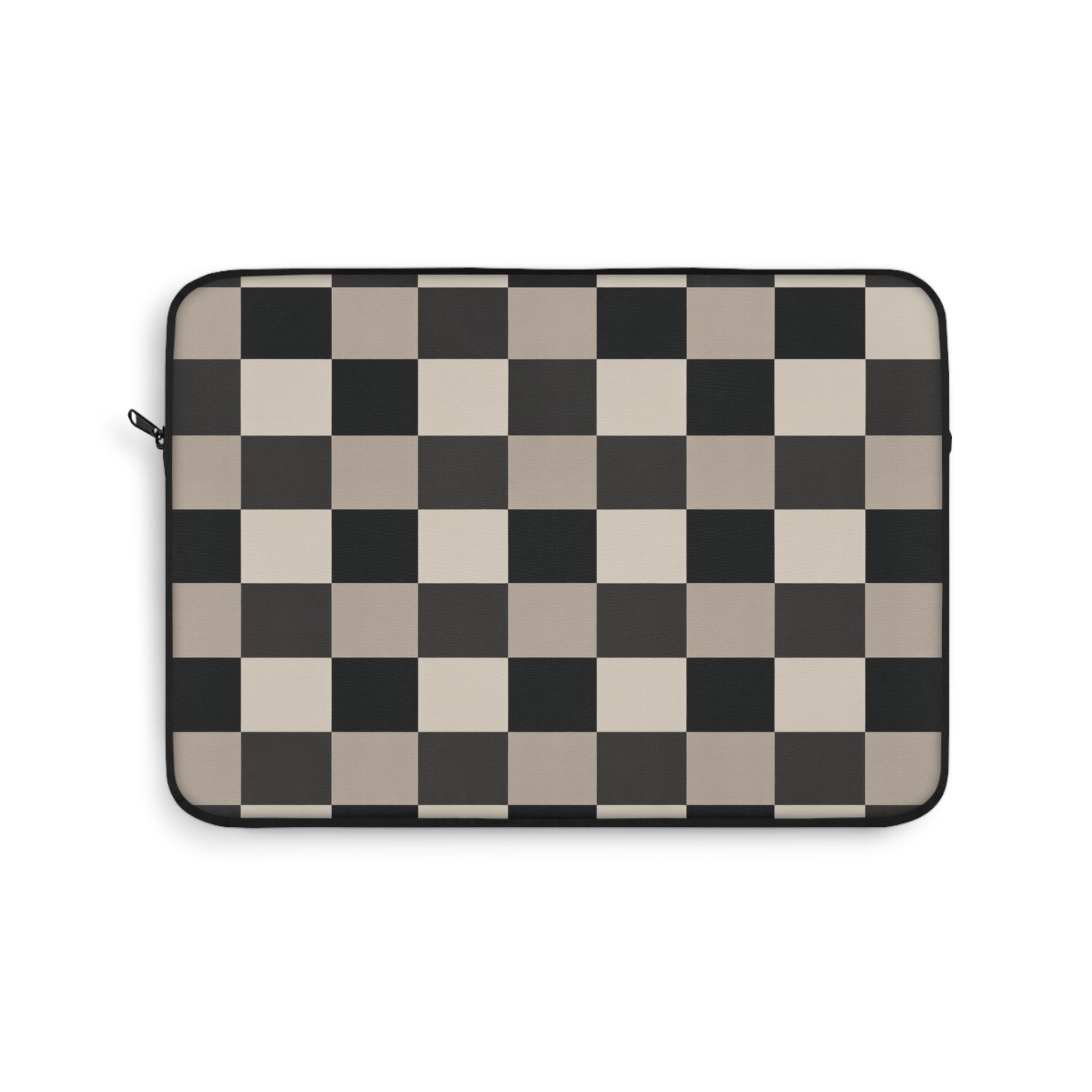 Neutral Checker padded laptop sleeve with modern tech styling - Desk and Device