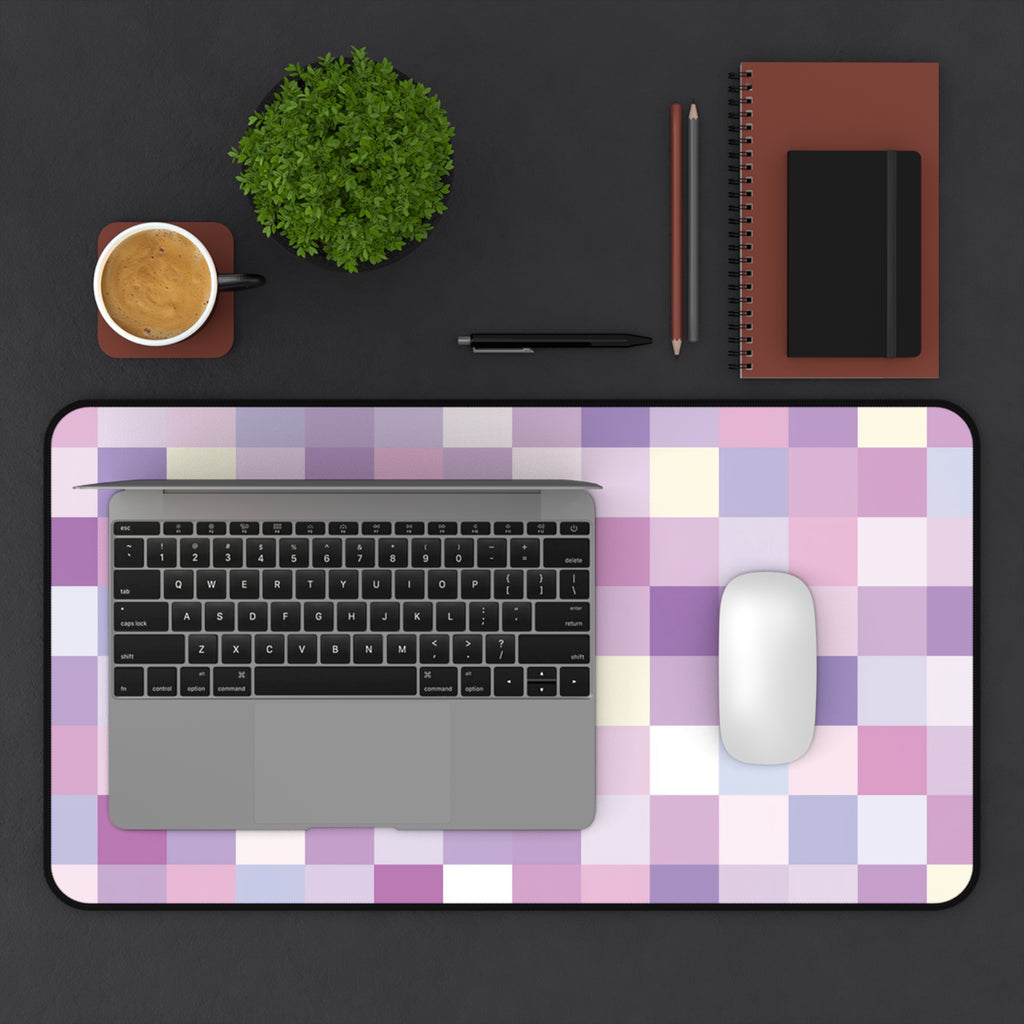 Pastel Checker Neoprene desk mat with clean, modern design - Desk and Device