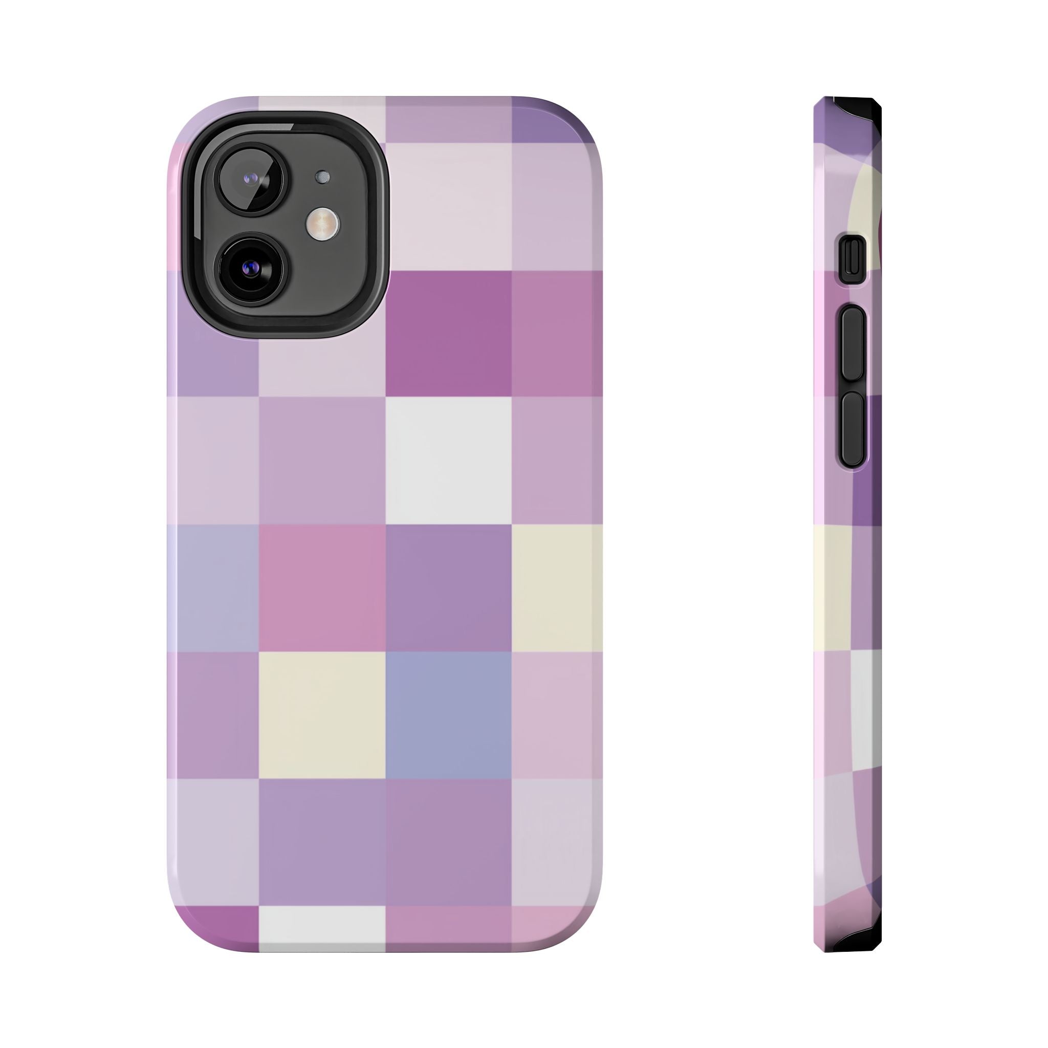 Pastel Checker tough phone case design with modern dual layer protection - Desk and Device