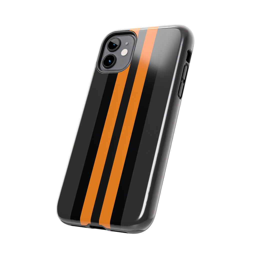 Orange Stripe tough phone case design with modern dual layer protection - Desk and Device
