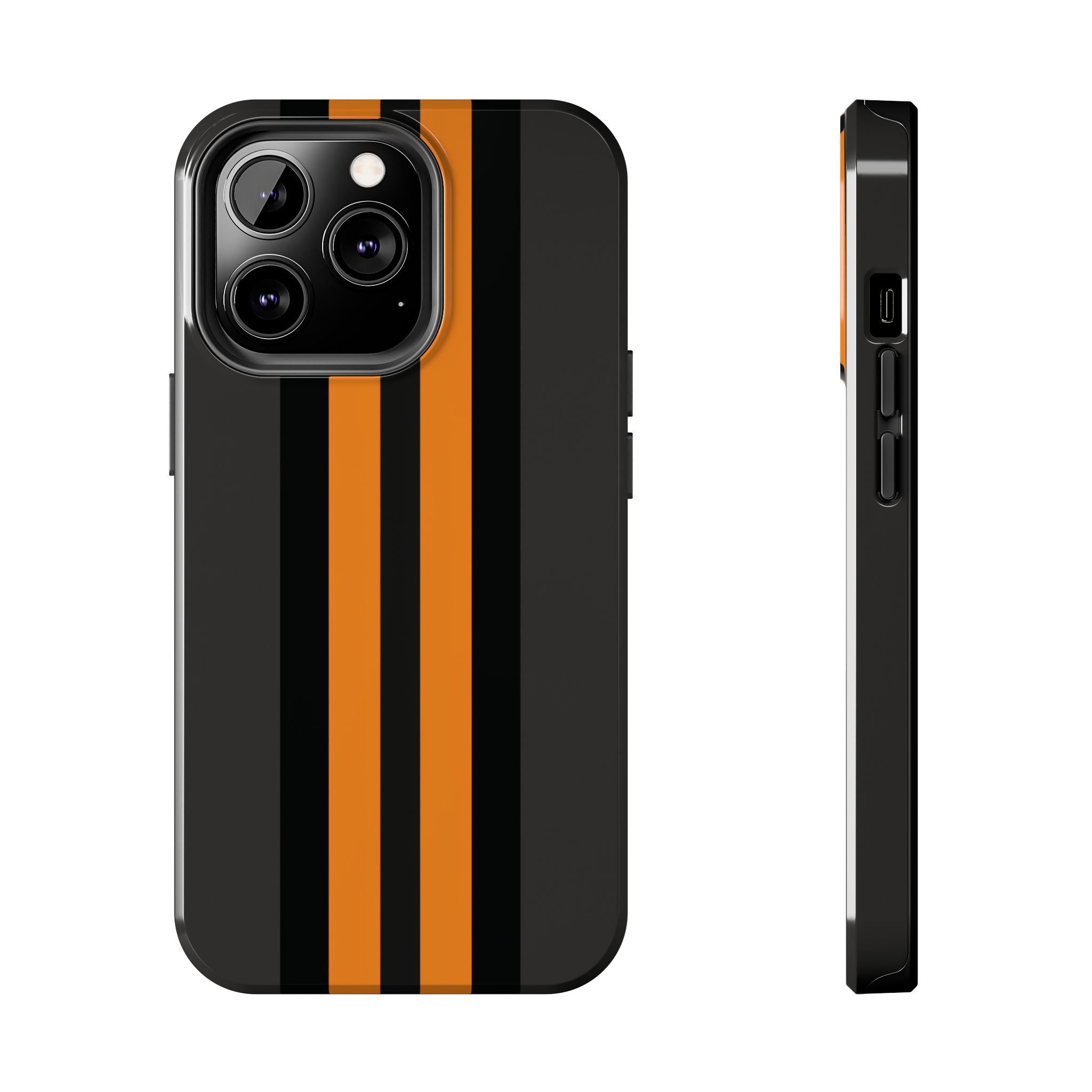 Orange Stripe tough phone case design with modern dual layer protection - Desk and Device