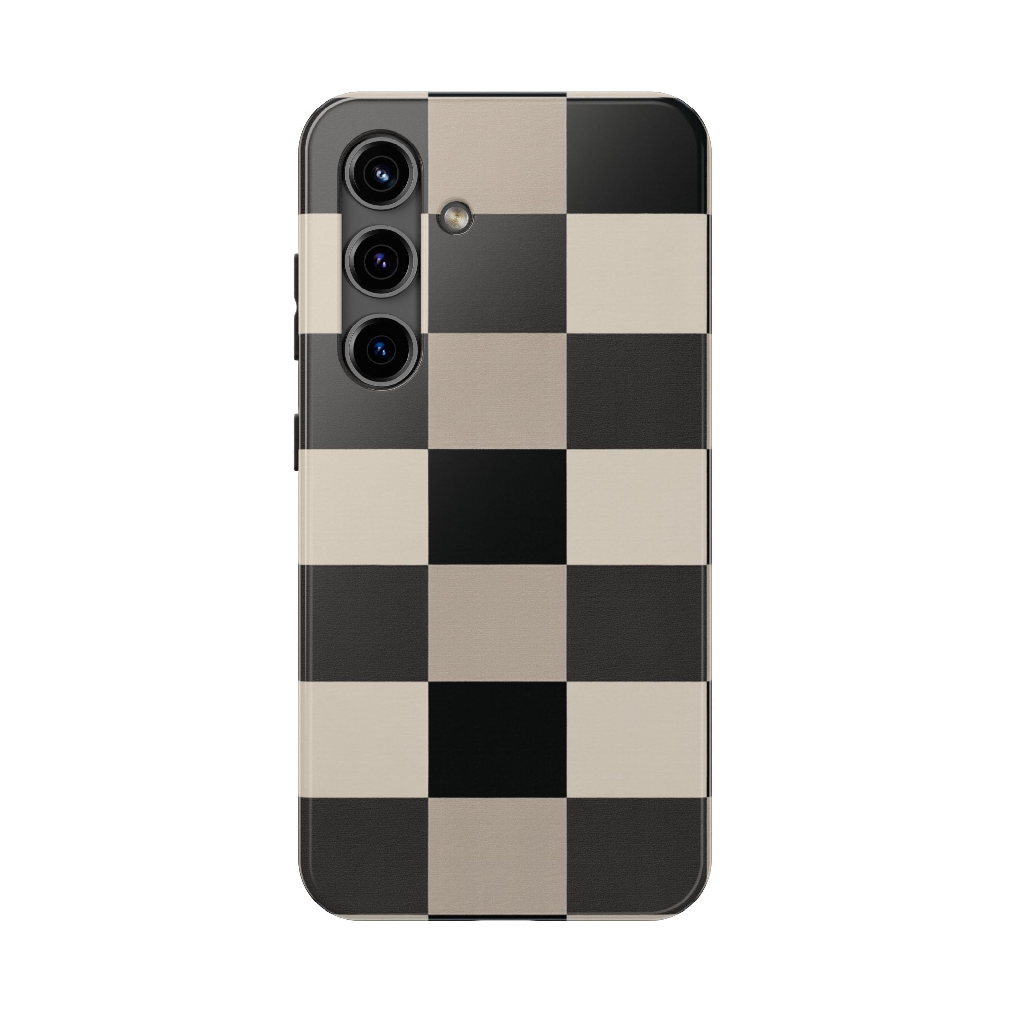 Neutral Checker tough phone case design with modern dual layer protection - Desk and Device