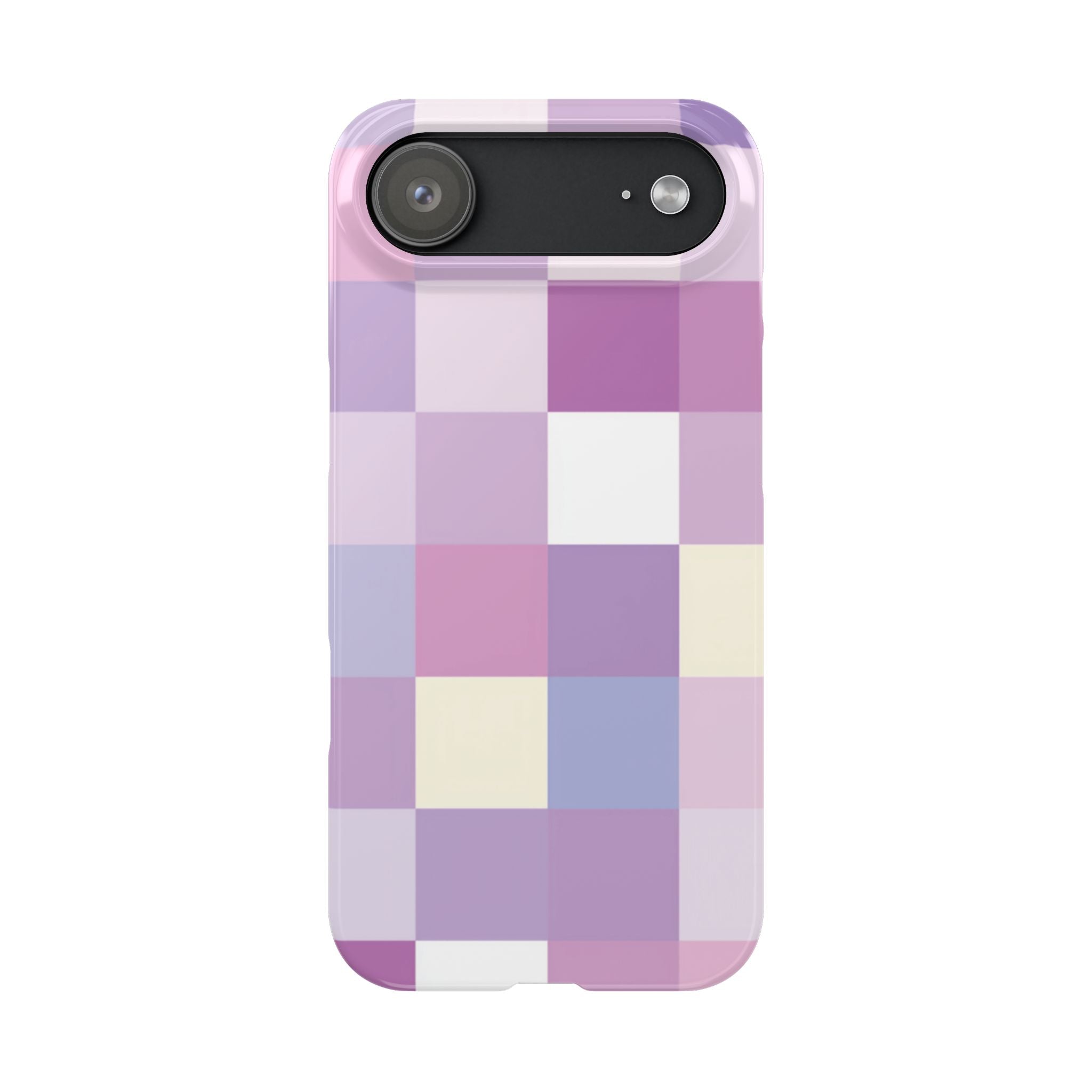 Pastel Checker slim phone case design with modern lightweight protection - Desk and Device