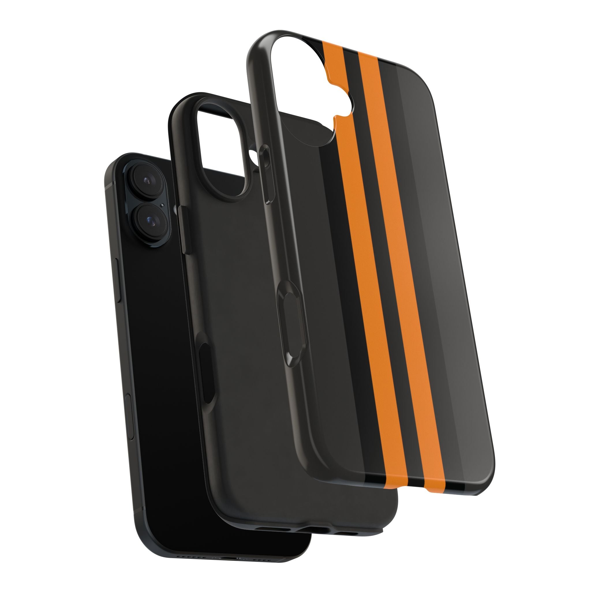 Orange Stripe tough phone case design with modern dual layer protection - Desk and Device
