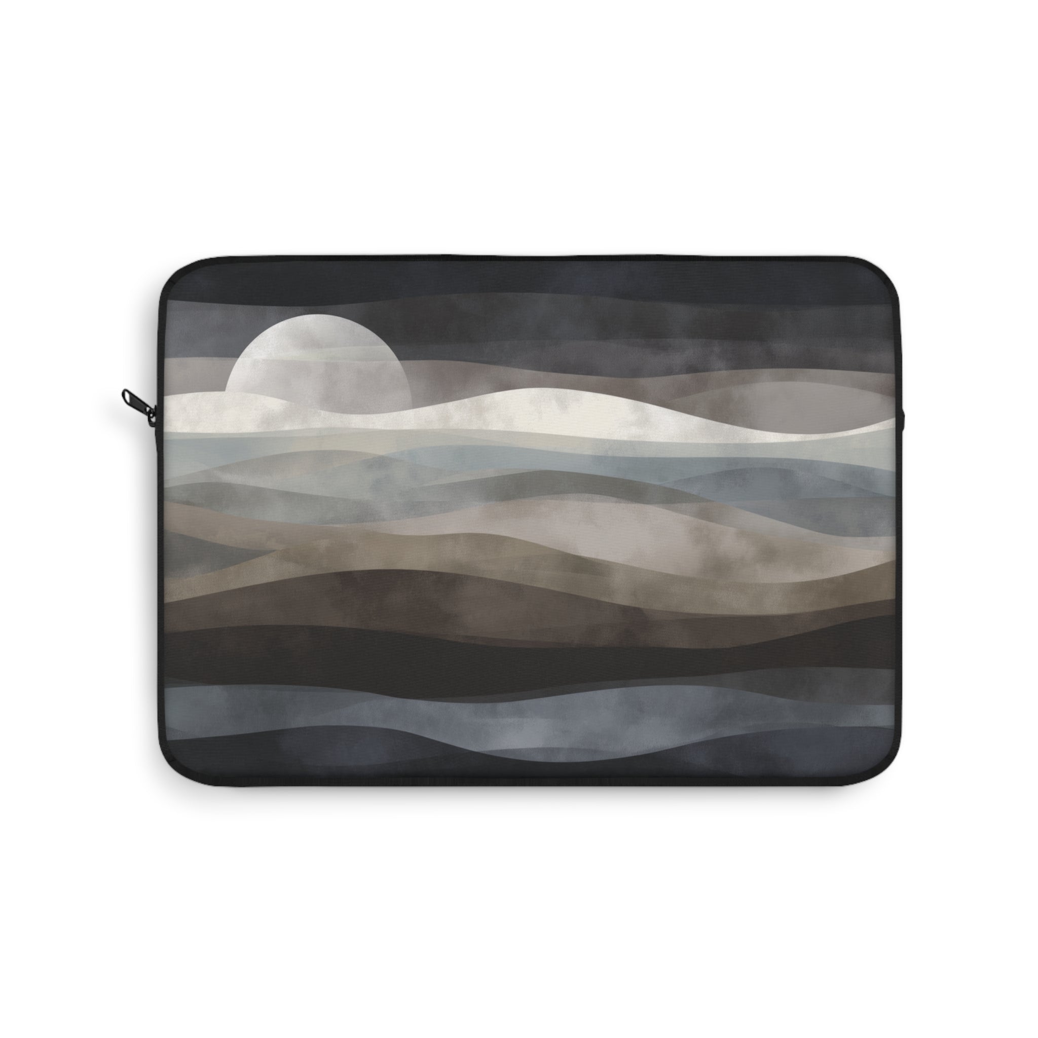 Moonlit Tides padded laptop sleeve with modern tech styling - Desk and Device