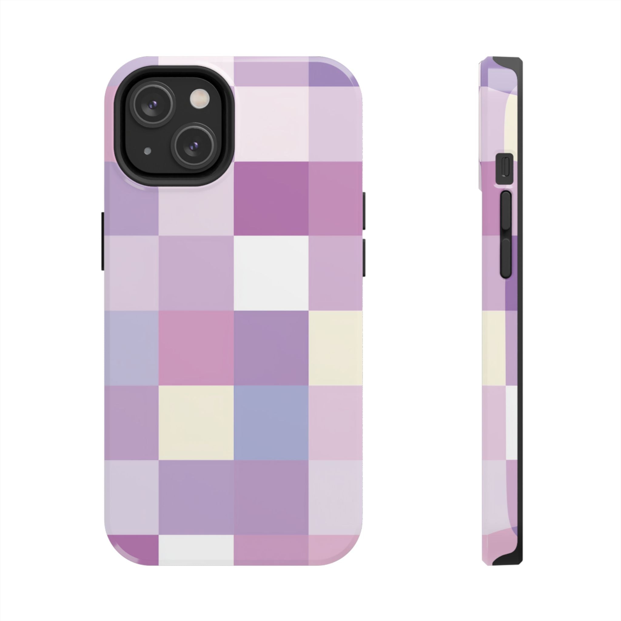 Pastel Checker tough phone case design with modern dual layer protection - Desk and Device