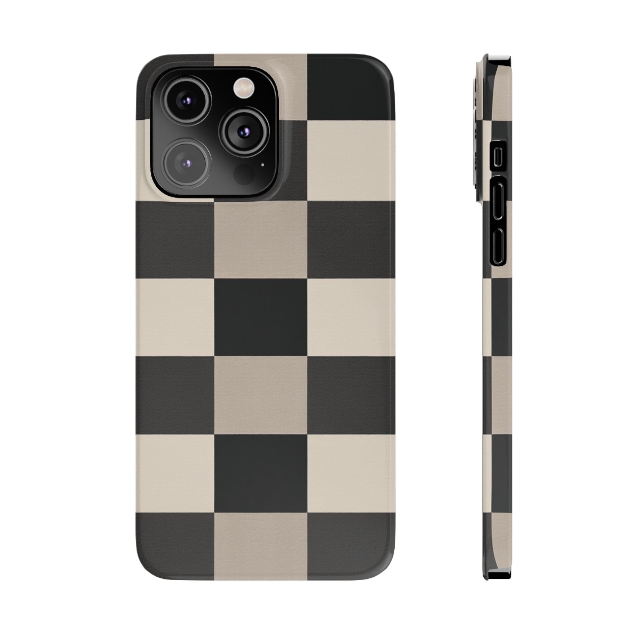 Neutral Checker slim phone case design with modern lightweight protection - Desk and Device