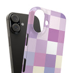 Pastel Checker slim phone case design with modern lightweight protection - Desk and Device