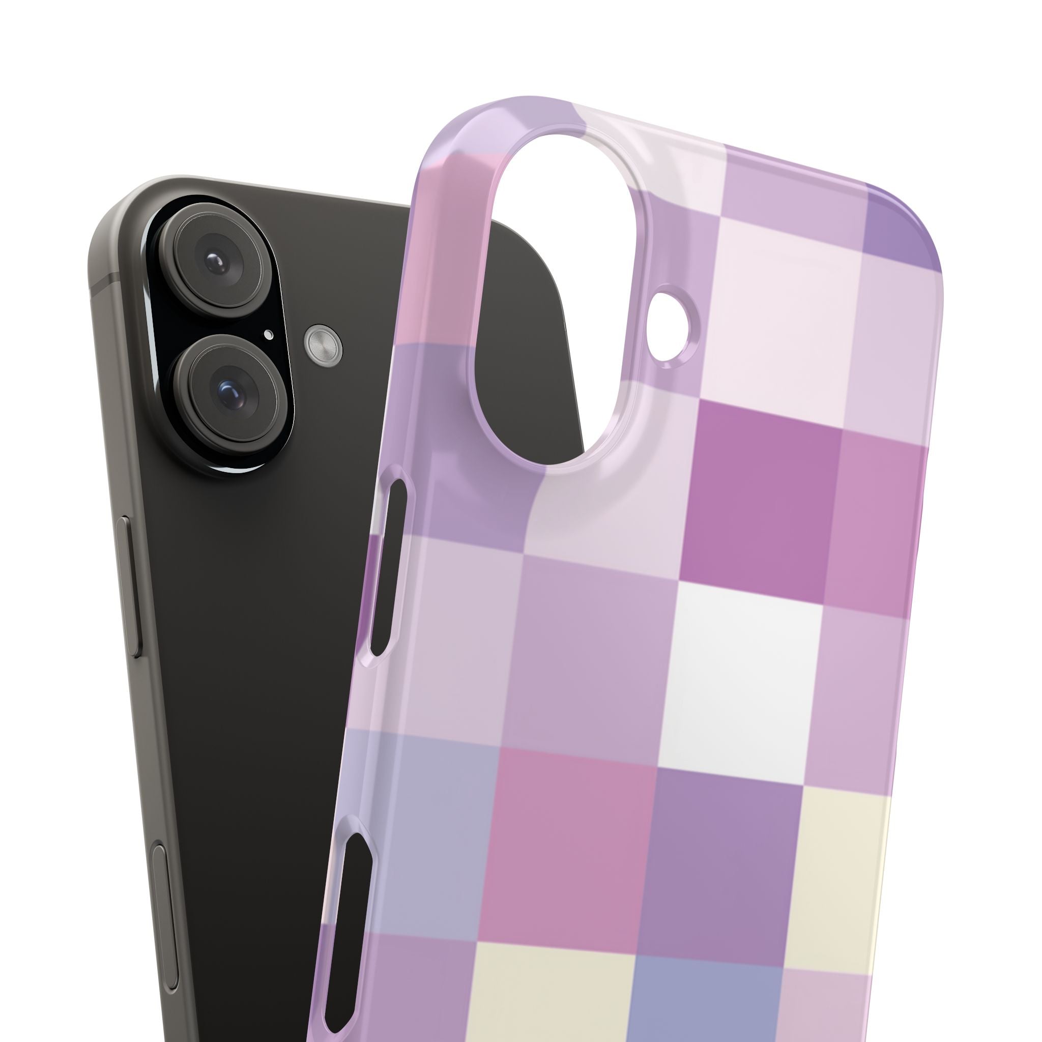 Pastel Checker slim phone case design with modern lightweight protection - Desk and Device