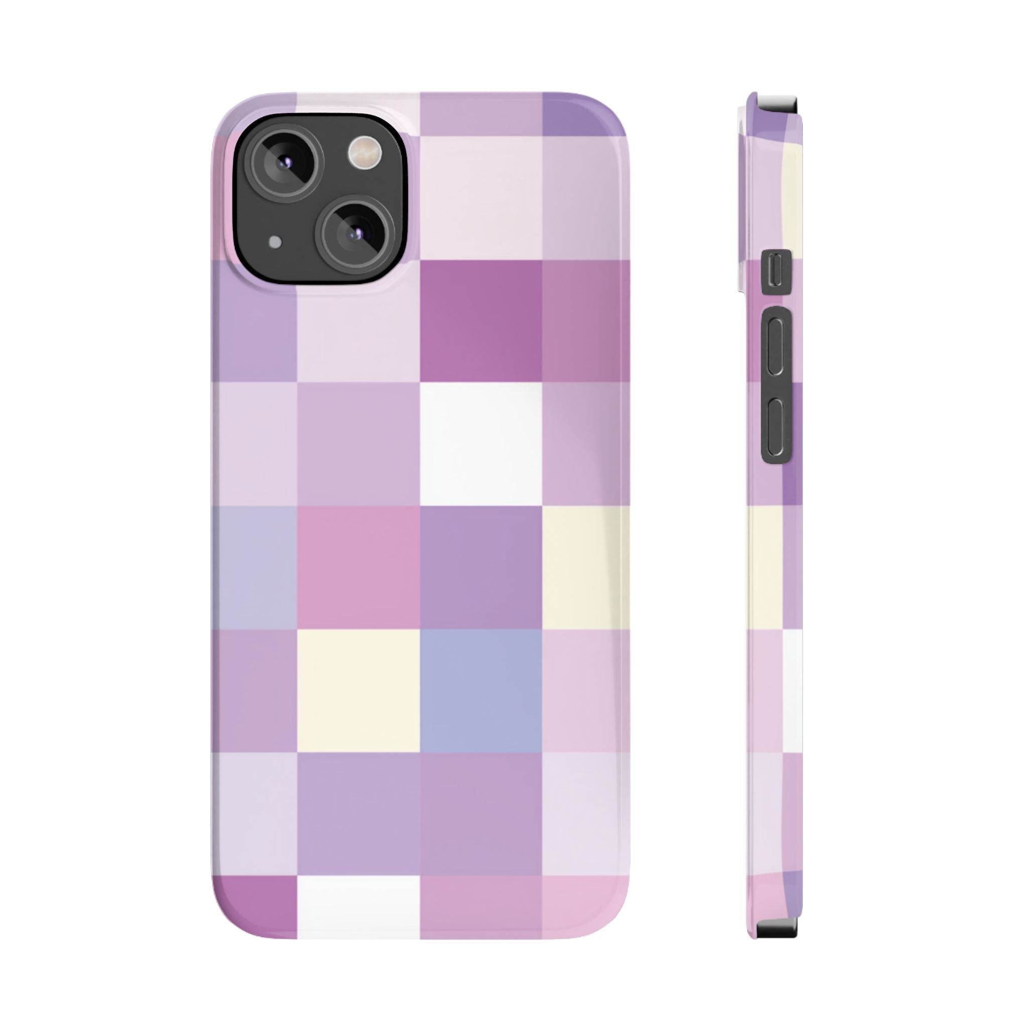 Pastel Checker slim phone case design with modern lightweight protection - Desk and Device