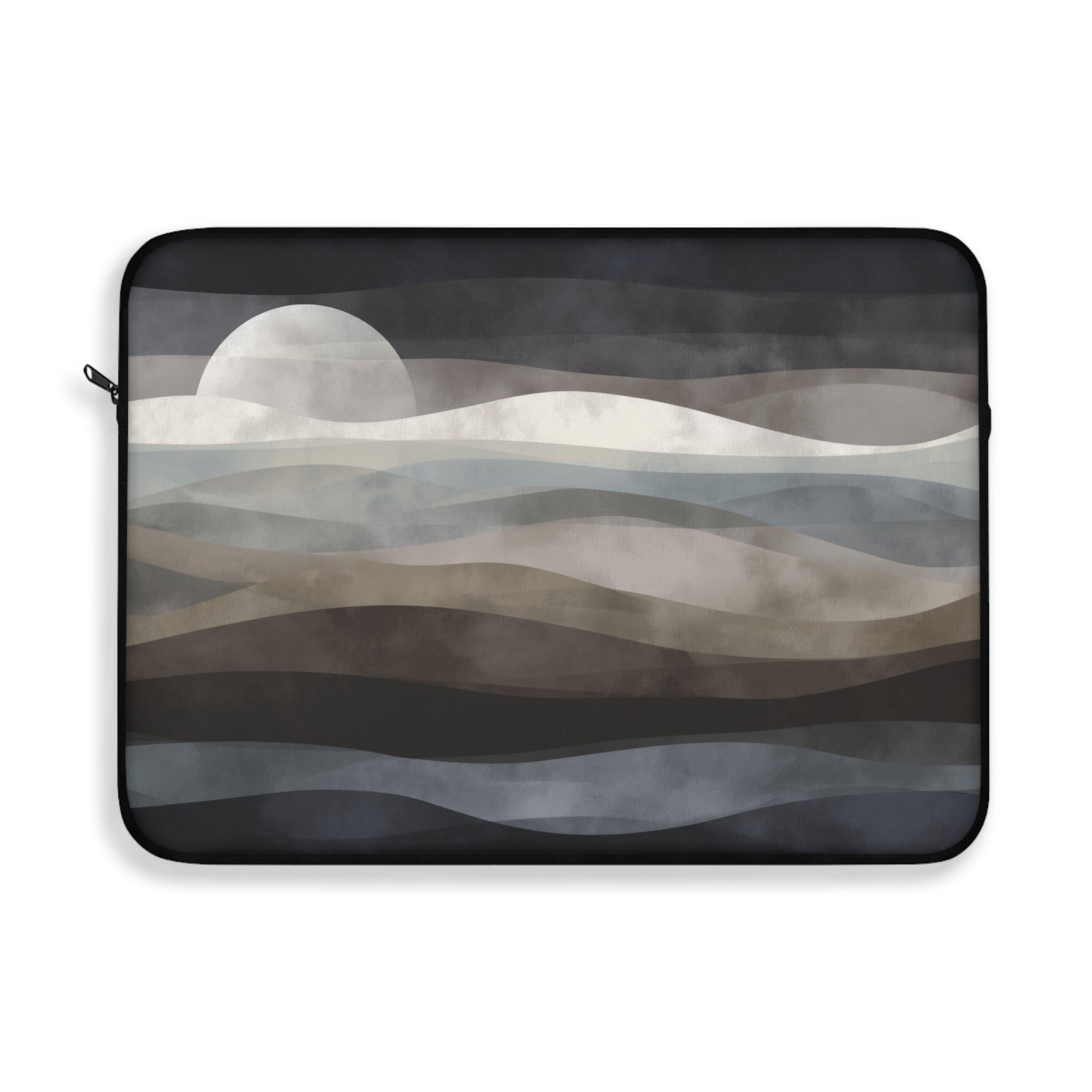 Moonlit Tides padded laptop sleeve with modern tech styling - Desk and Device