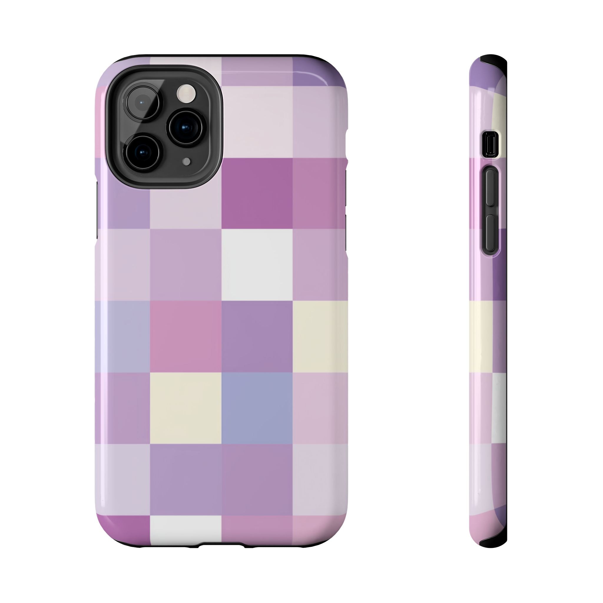 Pastel Checker tough phone case design with modern dual layer protection - Desk and Device