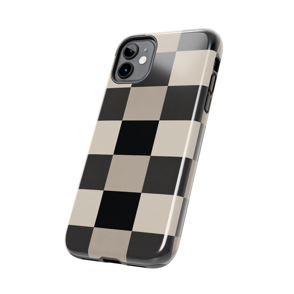 Neutral Checker tough phone case design with modern dual layer protection - Desk and Device
