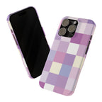 Pastel Checker slim phone case design with modern lightweight protection - Desk and Device