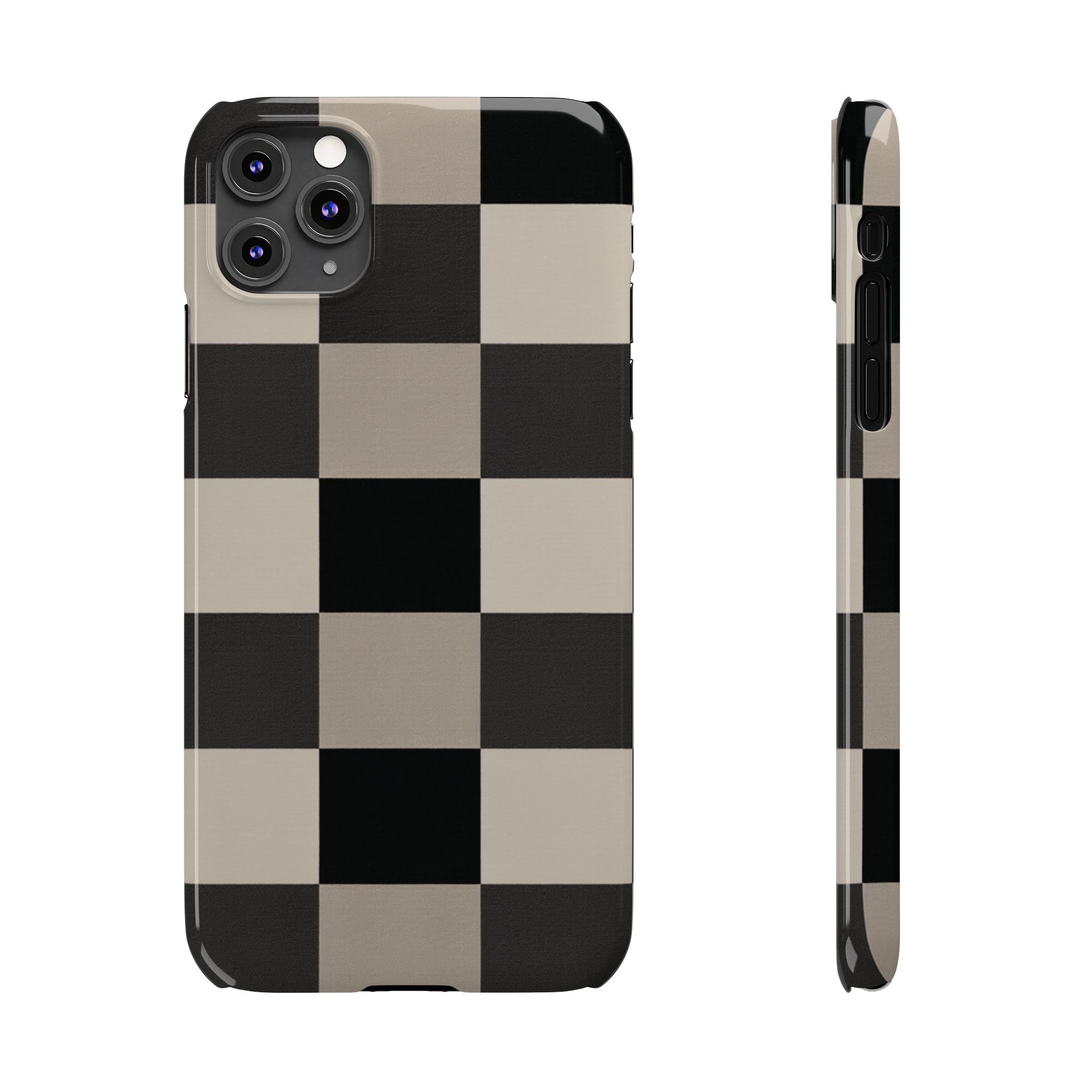Neutral Checker slim phone case design with modern lightweight protection - Desk and Device