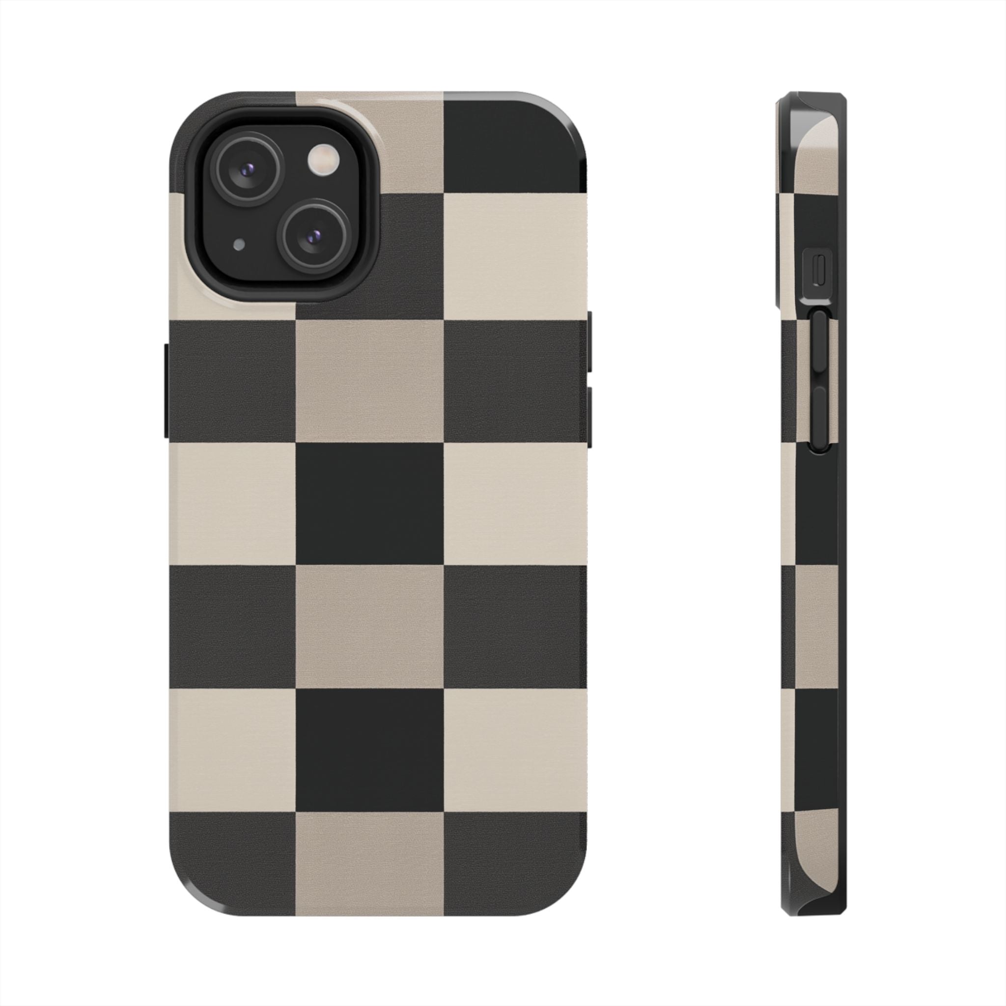 Neutral Checker tough phone case design with modern dual layer protection - Desk and Device