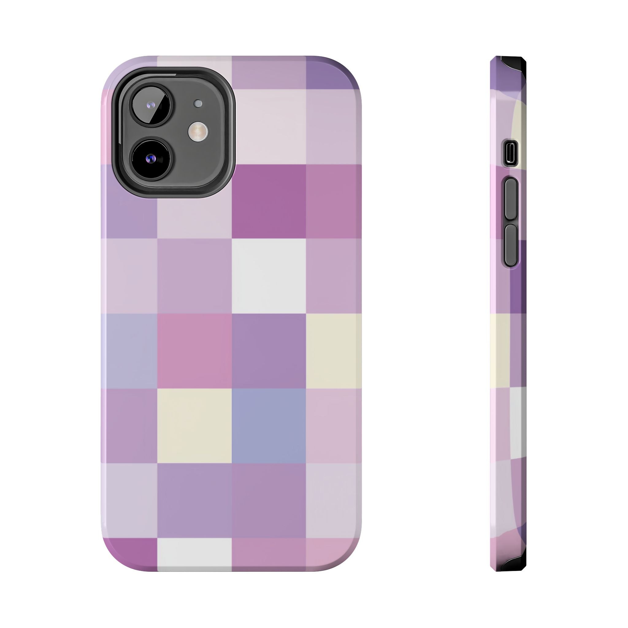Pastel Checker tough phone case design with modern dual layer protection - Desk and Device