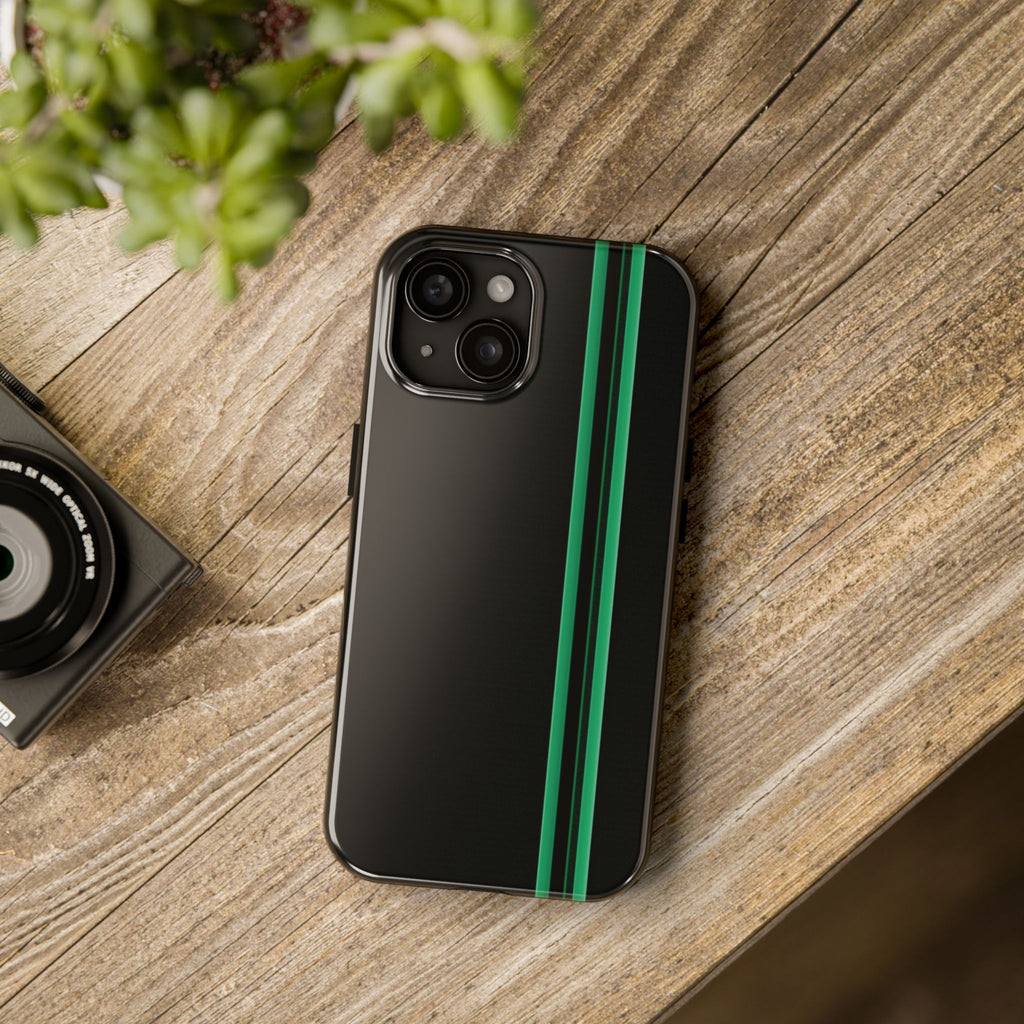 Green Stripe tough phone case design with modern dual layer protection - Desk and Device