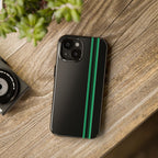 Green Stripe tough phone case design with modern dual layer protection - Desk and Device