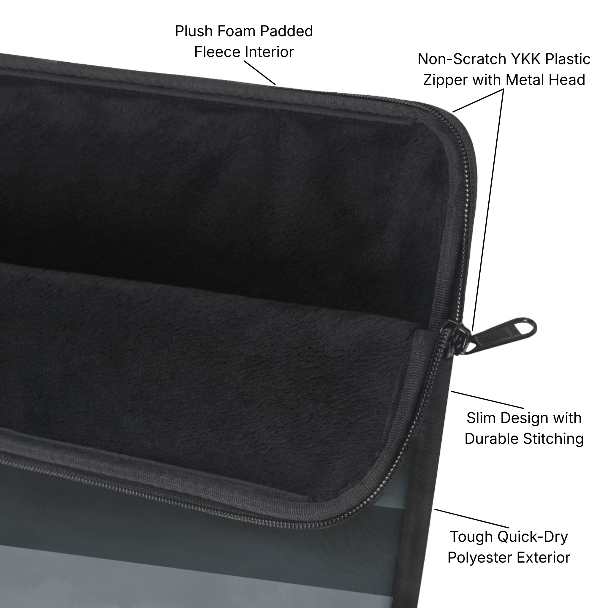 Muted Horizon Padded Laptop Sleeve Diagram - Product Page - Desk and Device