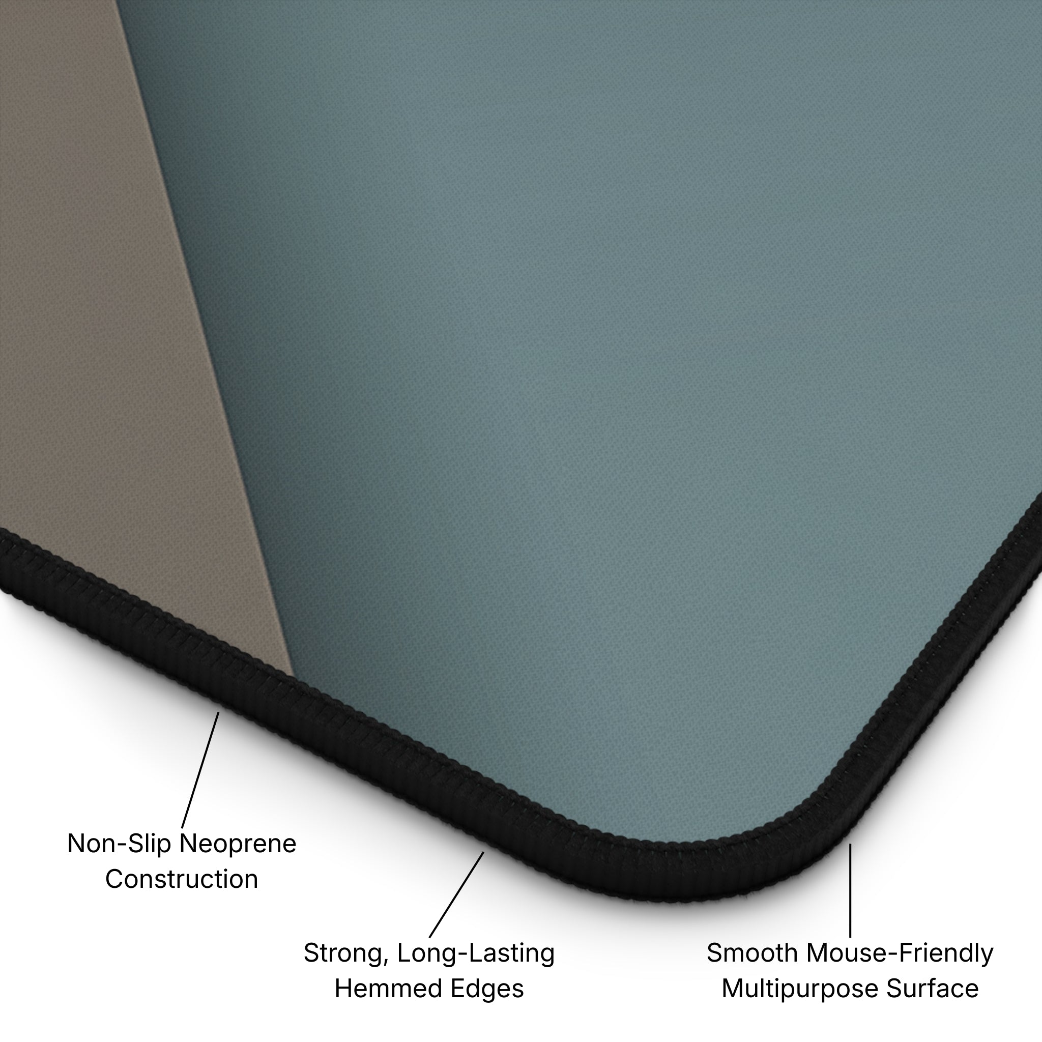 Steel Accent Neoprene Desk Mat Diagram - Product Page - Desk and Device