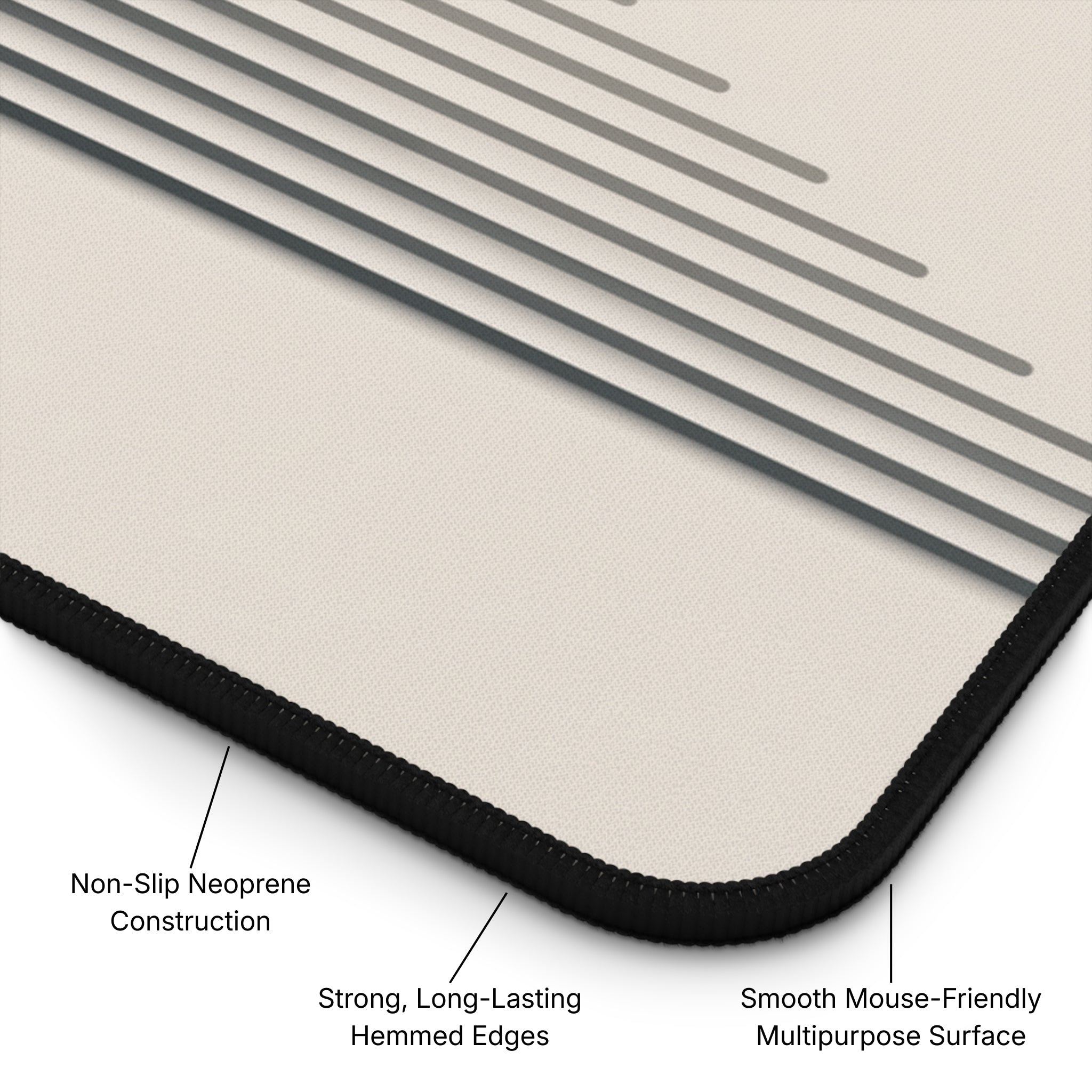 Stepped Lines Neoprene Desk Mat Diagram - Product Page - Desk and Device