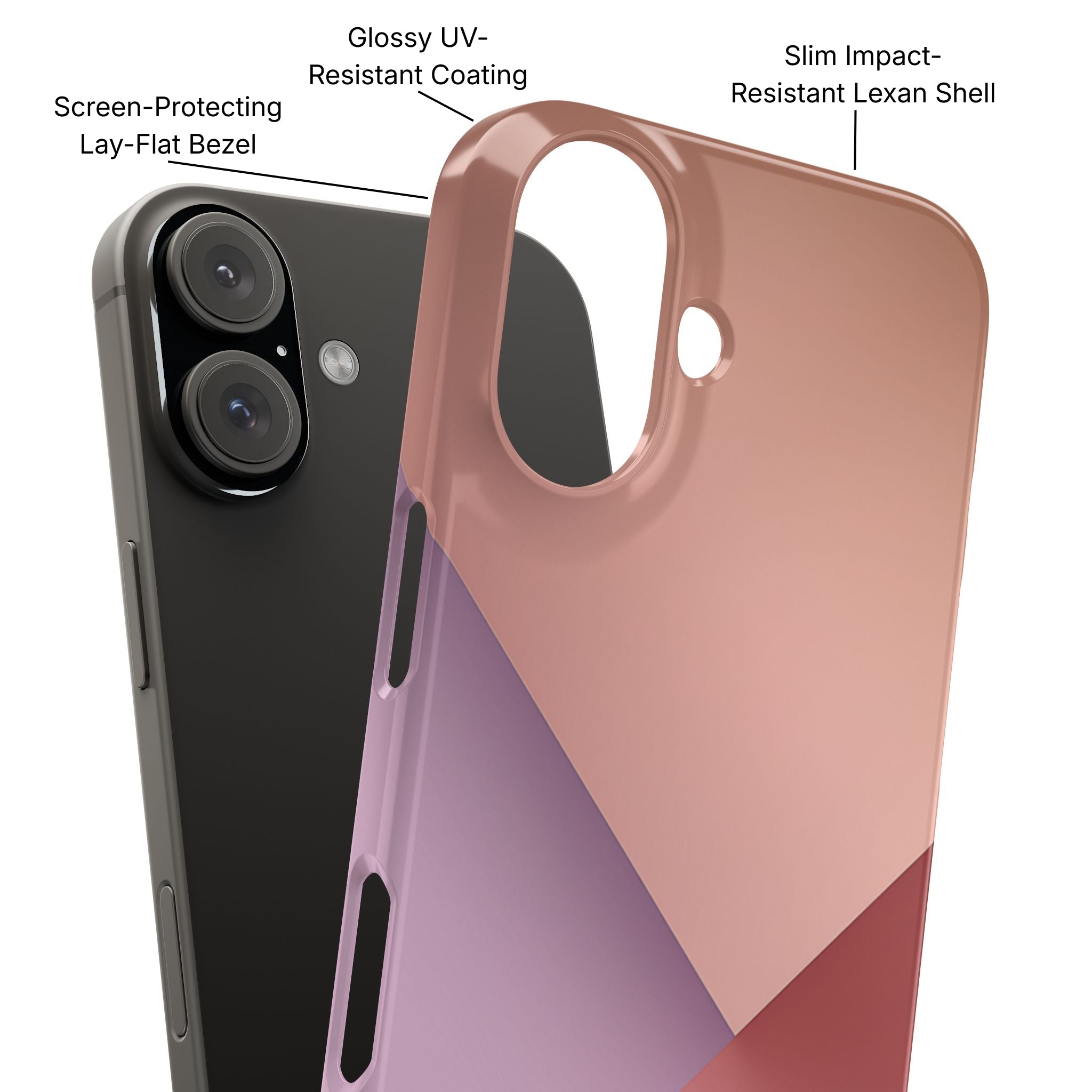 Warm Layers Slim Phone Case Product Diagram - Product Page - Desk and Device